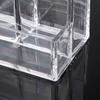 Clear Pen Holder Box Make Up Brush Bucket Cosmetic Organizer Student Desk Pen Container Storage Box 3 Grids Plastic