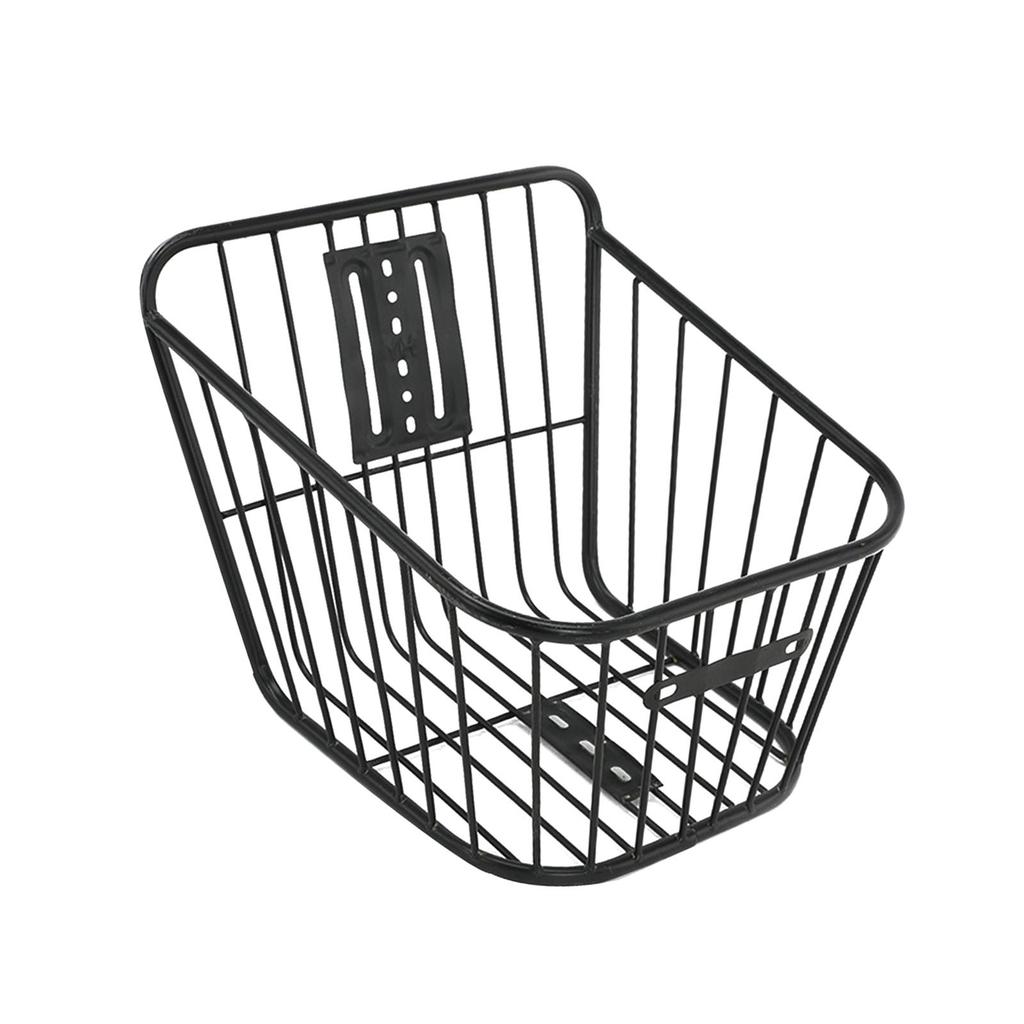 Rear Bicycle Storage Basket Metal without Lid Strengthened Frame Black Sturdy Universal Accessory
