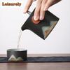 200ml Japanese Hand-painted Mountain Gaiwan Ancient Black Pottery Rough Tea Tureen Tea Making Cover Bowl Drinkware Collection
