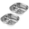 2pcs 304 Stainless Steel Divided Plates Tray For Kids Picnics