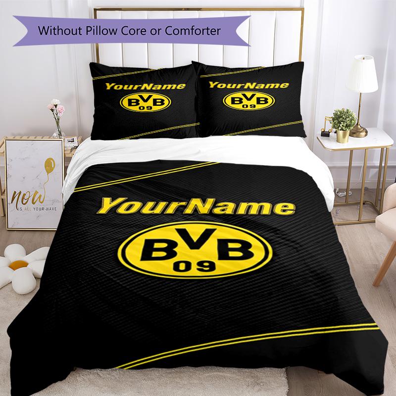 Borussia Dortmund Customize Your Name Bedding Set Breathable Duvet Cover with Pillowcases Home Decoration Birthday Gift
