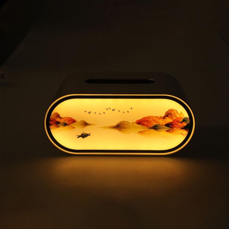 Artistic Round Tissue Dispenser With Soft Background Light 1200mAh Battery Powered Touch Panel For Bedroom
