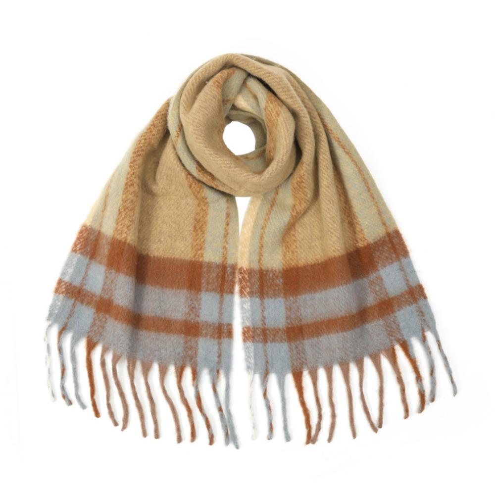 Plush Rainbow Tassel Shawl Mohair Winter Cashmere Scarves Retro Warm Wraps  Autumn Winter