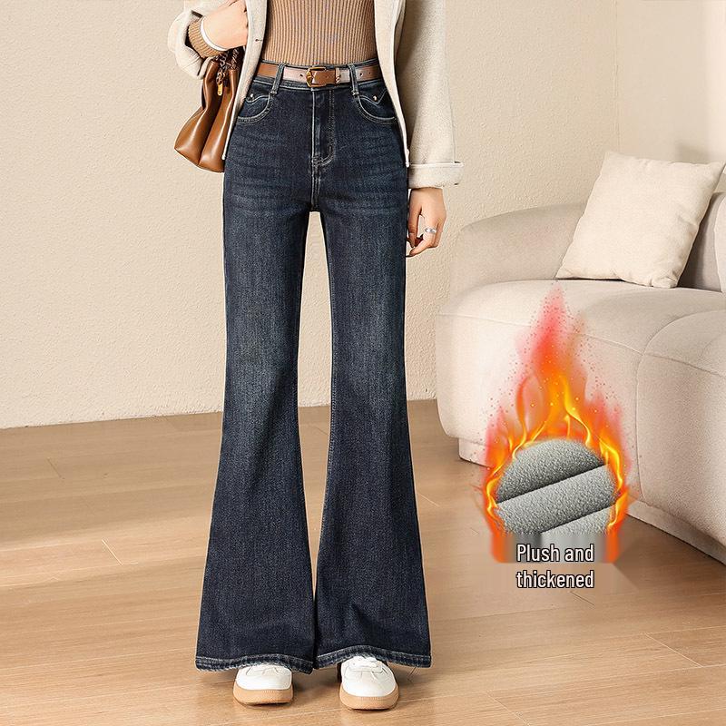 2026 Autumn/Winter Women s High-Waisted Velvet Micro-Flare Jeans: Elegant, Slimming, and Cozy Denim. 30