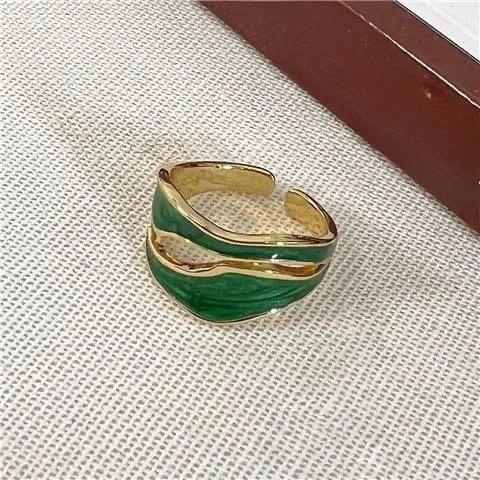 Vintage White Enamel Metal Irregular Shape Geometric Open Adjustable Ring for Women Girl Jewelry Birthday Gifts Anillo Hombre