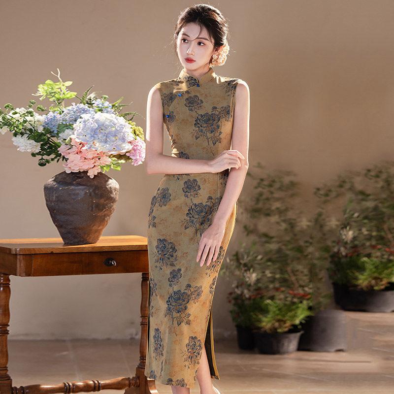 Sleeveless daily national style new Chinese style Suzhou long cheongsam improved young 1011 new women's high sense summer