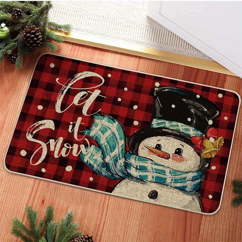 Christmas Element Printed Doormat Anti Slip and Anti Stain 100% Polyester Carpet Suitable for Front Door Living Room Bedroom Rug