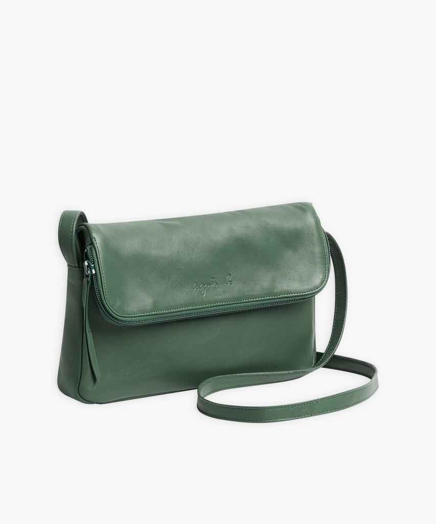 agnes b. Lambskin Shoulder Bag "Asya" Free Size Green