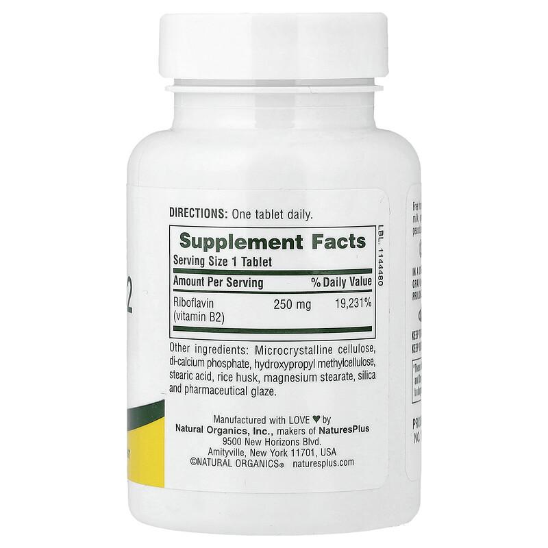 Vitamin B2, Sustained Release, 250 mg, 60 Tablets
