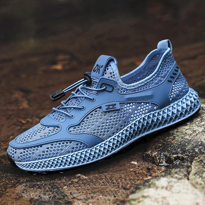 2025 summer new creek shoes wading shoes quick-drying big mesh shoes versatile breathable fly-woven shoes men's sports trendy shoes