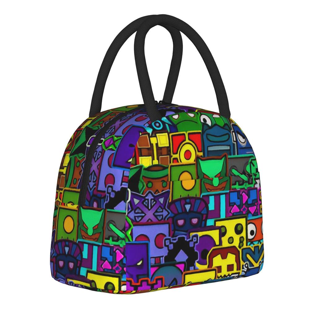 Geometry Cube Game Accessories Insulated Lunch Bag For Outdoor  Food Storage Bag Portable Cooler Thermal Lunch Box