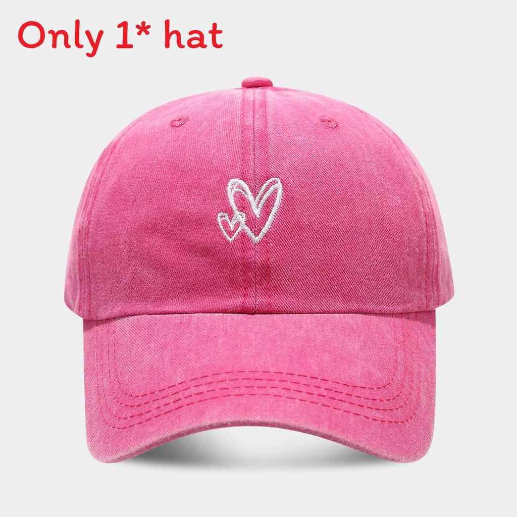 

Vintage Heart Shape Cotton Baseball Cap With Sun Protection For Casual Outdoor Wear RoseRed