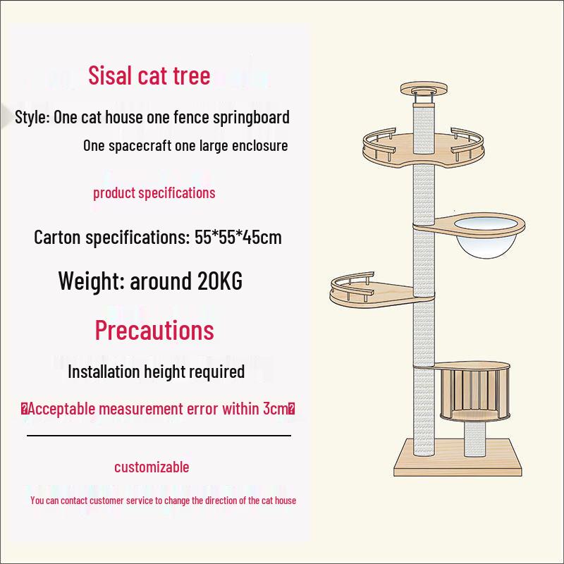 Solid Wood Cat Condo & Bed with Integrated Tree and Space-Saving Design for Large and Small Cats