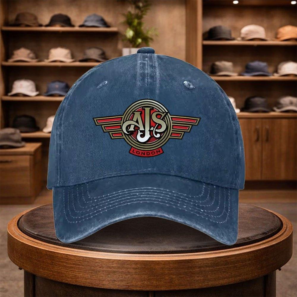 A UnisexS AJS Vintage Wing Baseball Cap Adjustable And Stylish for Outdoor Use Featuring an Urban Design This Lightweight And F