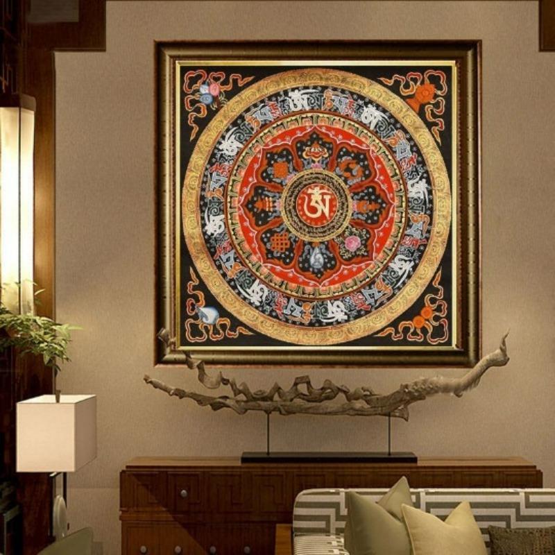 DIY Wohnzimmer Tibetische Thangka Diamantmalerei Mandala Schlafzimmer Kreuzstich Diamantaufkleber Diamantmalerei