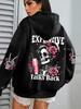Parla Costoso Stampa Divertente Felpa con Cappuccio da Donna Pullover Larghi Multicolore Pile Autunno Abbigliamento Sportivo Casual con Tasca
