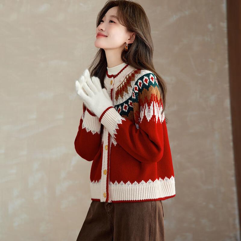 

Женский кардиган Srcr из чистой шерсти крупной вязки в стиле Fair Isle L