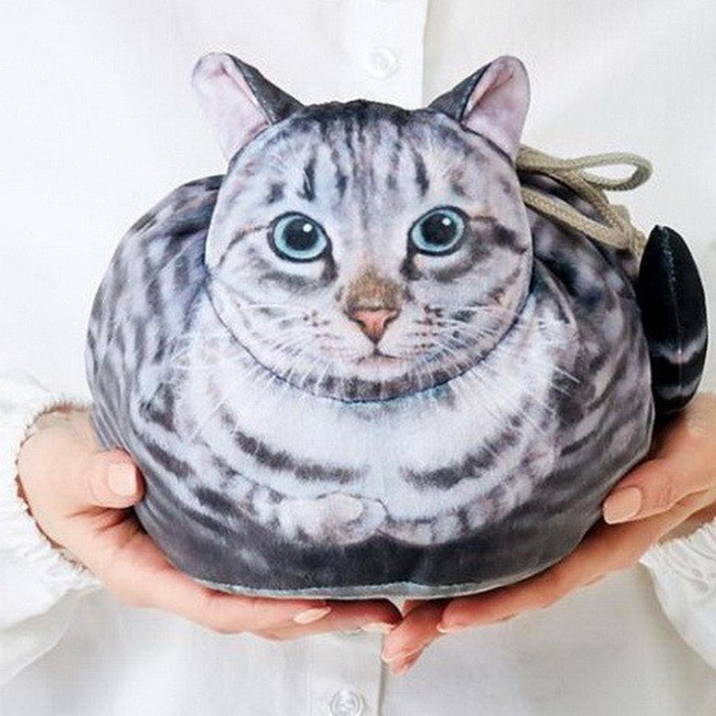 Women's Travel Drawstring Bag Cute Cat Theme Portable Gift Bag For Cat Lovers