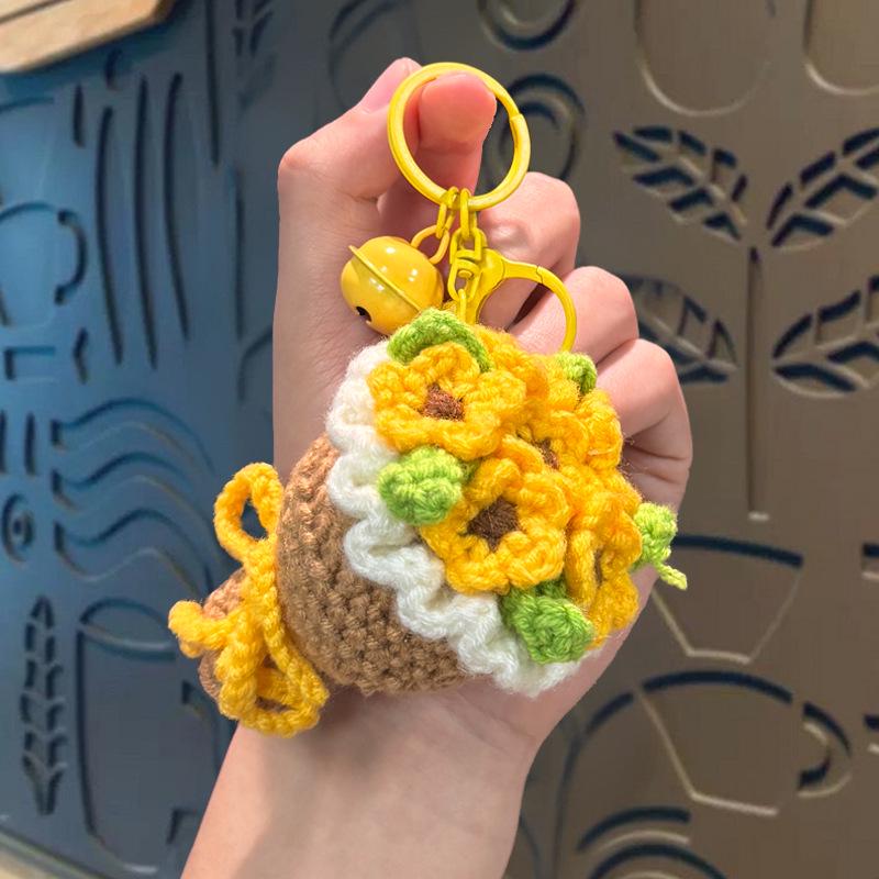 Handmade Crochet Rose Keychain Ornament - Valentine's Day Gift