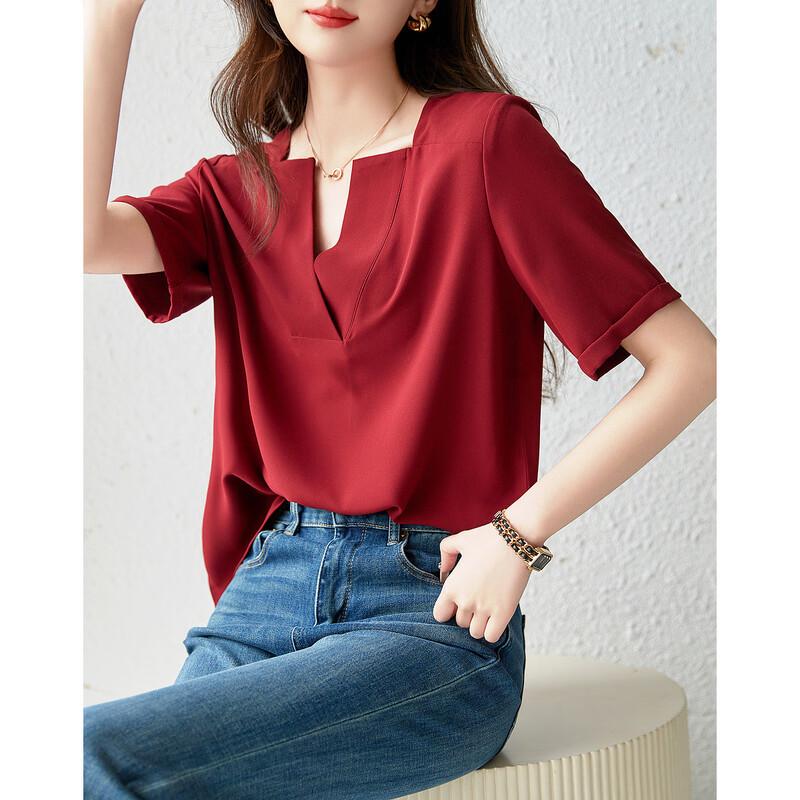 Demana Women s French Style V-Neck Blouse M