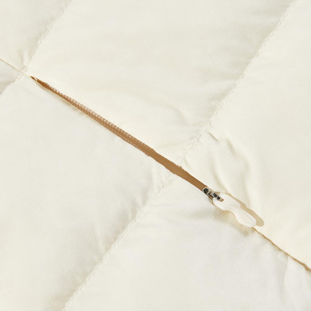 LiNing Fitness Series Solid Color Loose Stand Collar Zipper Down Jacket Women Outerwear Champagne-White AYMU112-1