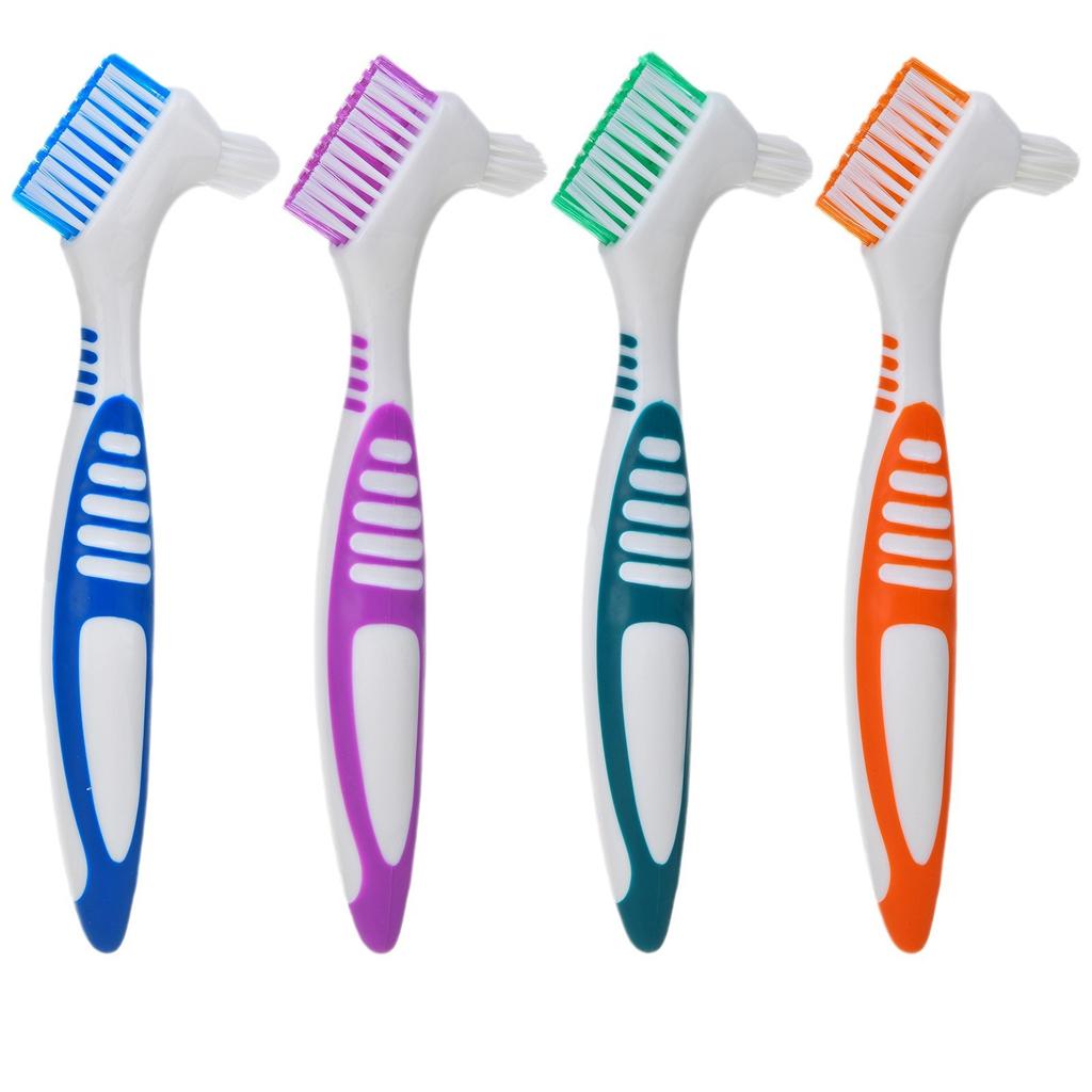 1Pcs Denture Brush Toothbrush Dual Delicate Heads Teeth Braces Oral Cleaning for Men or Women Deticated Brush Brighting Friendly