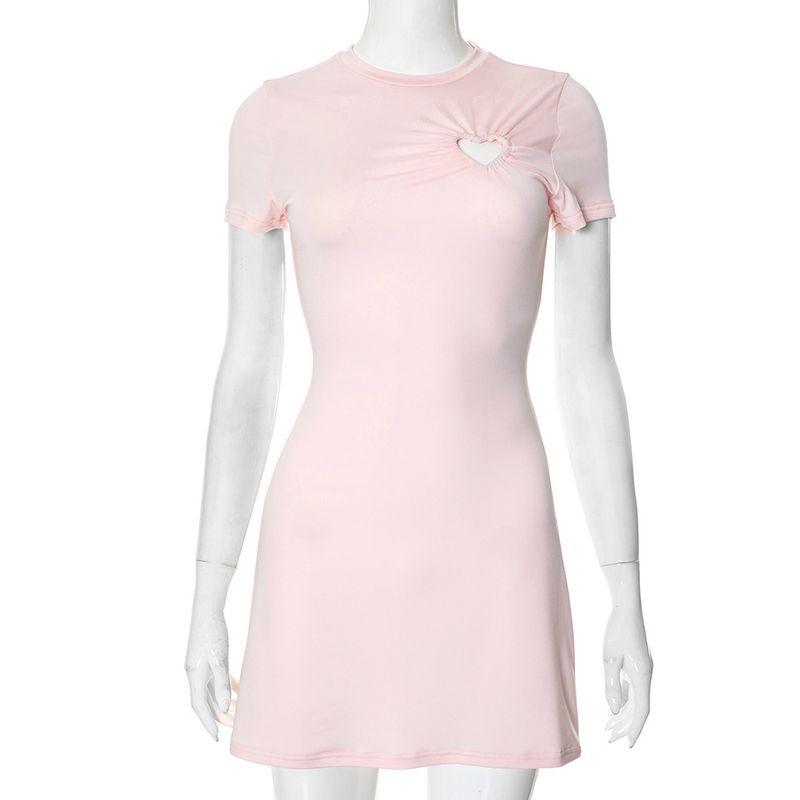 

Европейское и американское сексуальное облегающее платье с вырезами, облегающее талию, с короткими рукавами, короткое платье, сексуальное облегающее мини-платье Pink L