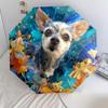 0106 Floral Dog  pattern, automatic folding umbrella, portable and foldable design, 8 ribs, a Christmas or birthday gift.