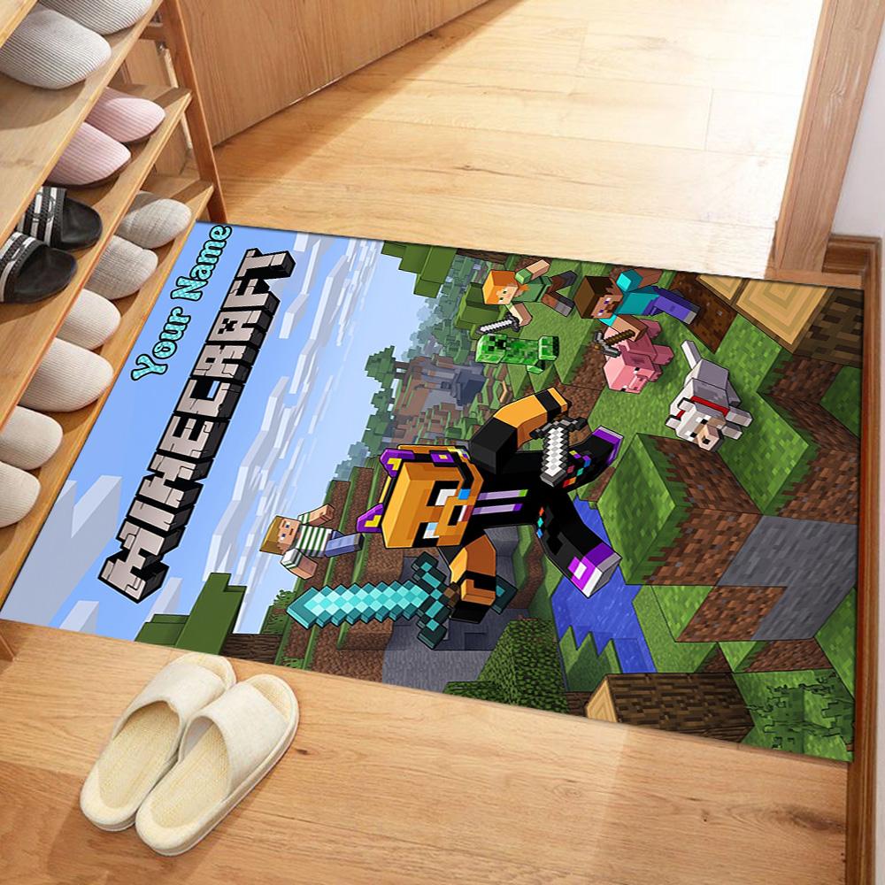 Minecraft Customizable Name Area Rug Perfect For Living Rooms Dormitory Dining Room Balcony Antislip Rug Office Home Decor Wedding Party Gift