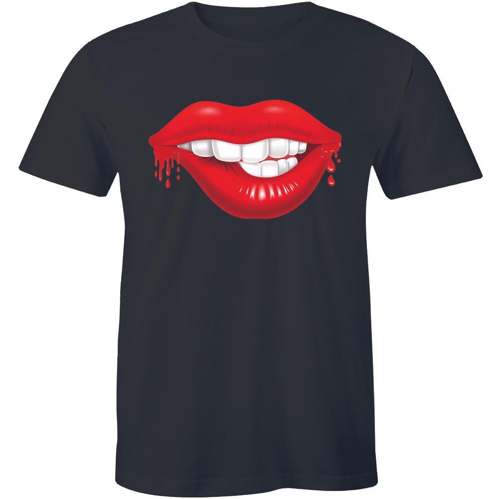 Sexy Seductive Biting Red Lips Shirt Kiss Glam Glamour Diva Men s T-shirt Tee Unisex T-Shirt S