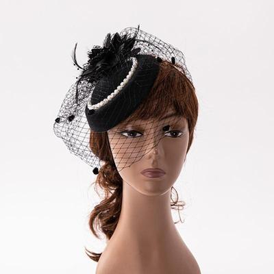 Tea Party Fascinator Derby Hut Frauen Fascinator Stirnband Schleier Feder Fascinator Derby Pillbox Hut Cocktail Schleier Mesh