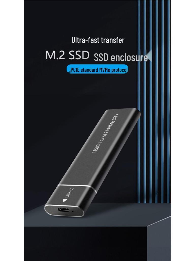 M.2 SSD Enclosure: Supports NGFF/NVMe to USB 3.1 Type-C, Solid State Metal Design