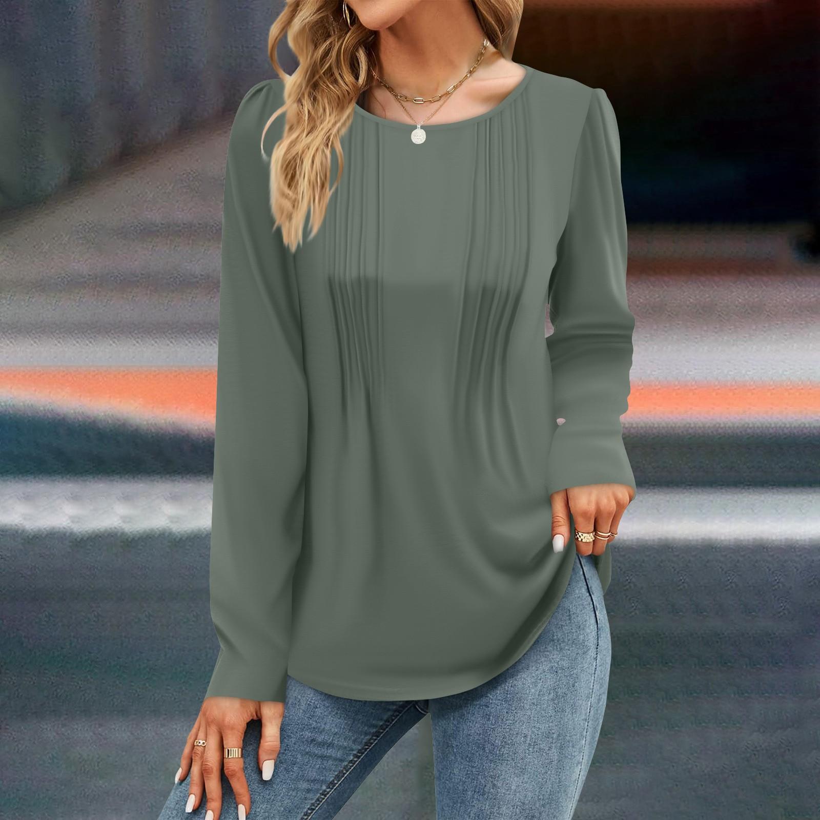 

Женские модные платья Осенние повседневные топы Длинные рукава рубашки Свободные пуловеры XXXL