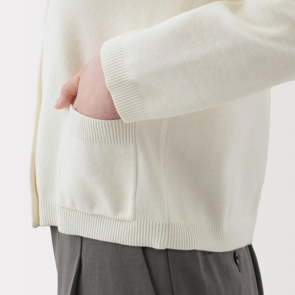 MUJI Women's Washable Knit Crew Neck Cardigan, Off-White, Size S (BA1Q4A5S)