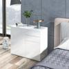 Commode Buffet Storage Cabinet 2 Drawers 2 Doors With Shelf 79 X 36 X 74 Cm Glossy White