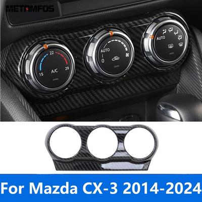 Air Condition Adjustment Switch Panel Cover Trim For Mazda CX-3 CX3 2014- 2024 Carbon Fiber Interior Accessories Car Styling