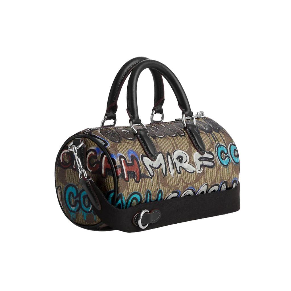 Coach X Mint X Serf Collaboration Lacey 19 Letter Graffiti Classic Monogram Hardware Canvas And Leather Boston Bag Women Handbags Khaki CM094-SVOT8