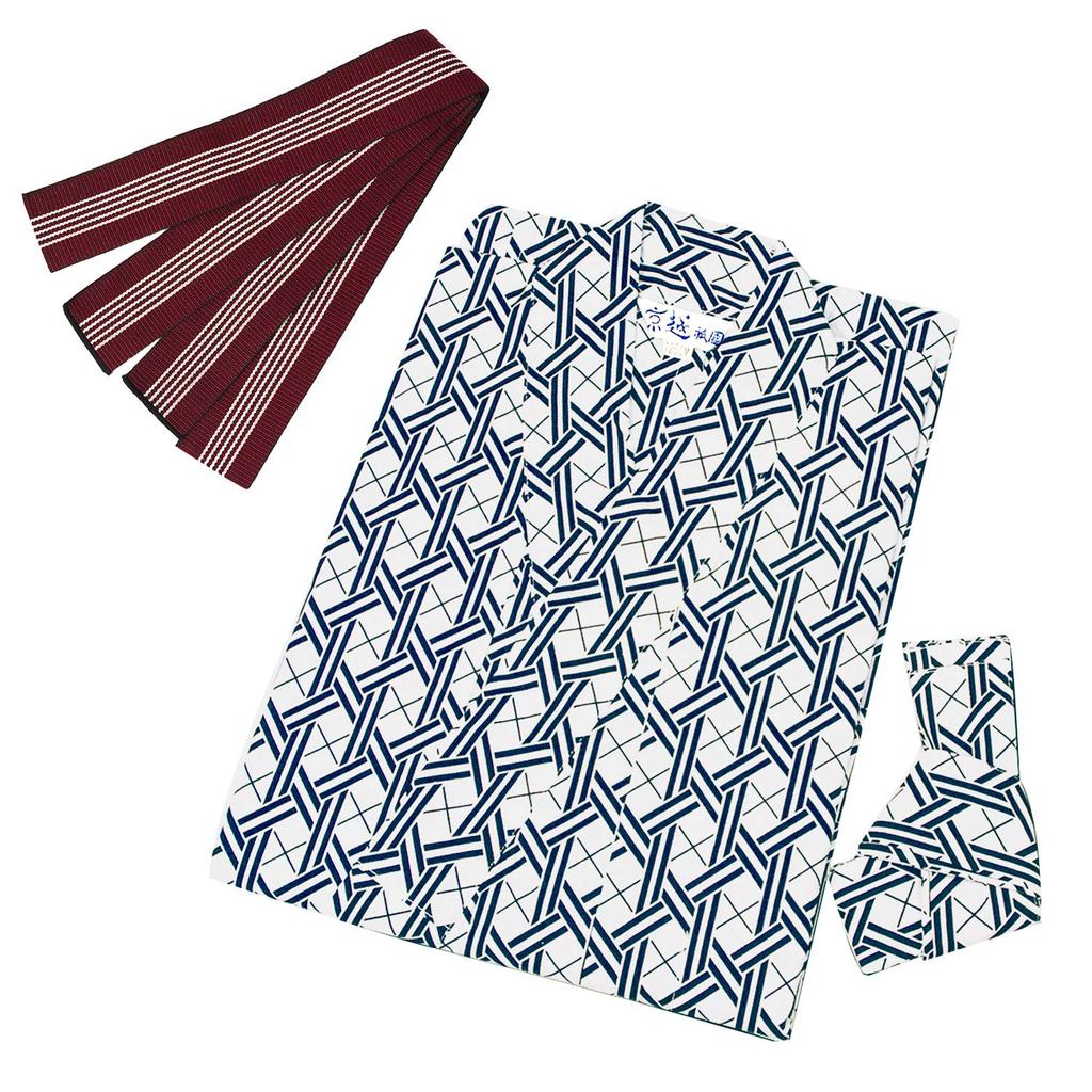 Yukata Inn Set [KYOETSU] Set, Yukata, 3-piece (Inn Yukata, Obi, Co-lace), Women's (135, 02)