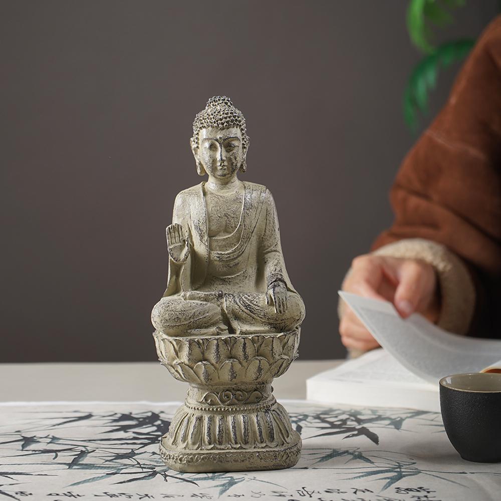 Thailändische Buddha-Statue Buddhismus Skulptur Meditierend Sitzend Buda Figuren Betend Sammlerstücke Innen Außen Hausdekoration