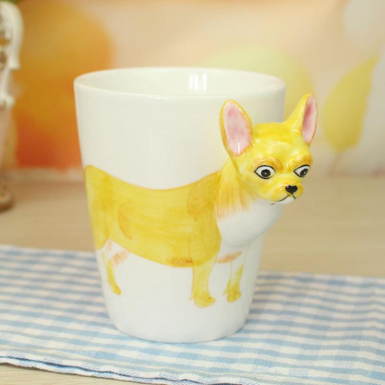 Creative Ceramic Puppy Giraffe Coffee Cup Cute Animal Mug Relief Three-dimensional Decor Afternoon Tea Breakfast Milk Mug 400ml