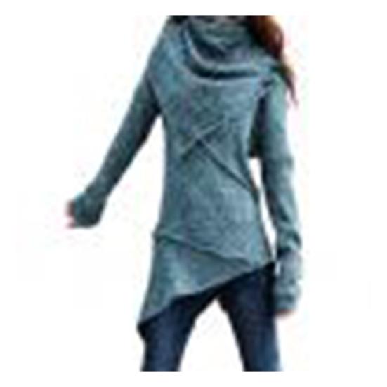 Vintage Women Autumn Winter Turtleneck Knitted Sweater Irregular Hem Slim Jumper