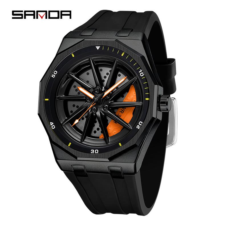 SANDA Men s Trendy 360° Rotating Fashion Luminous Waterproof Wristwatch