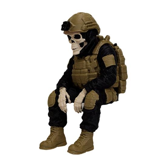 Shelf Sitter Decoration 3D Printed Firefighter Skeleton Sitter, Gothic Fireman Soldier Robed Warrior Spirit Ornament Figurine, Collectible for