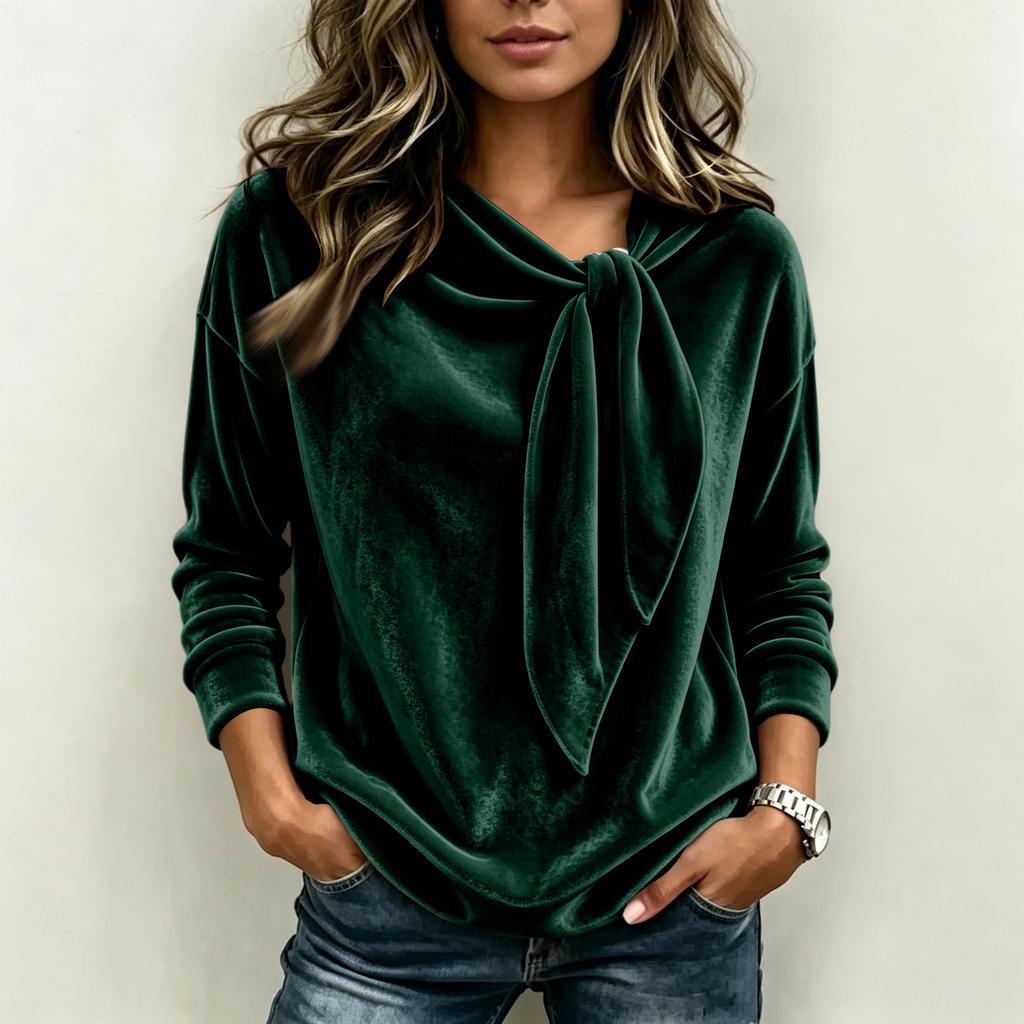 Women's Velvet Blouse with Color Casual Top for Everyday Wear