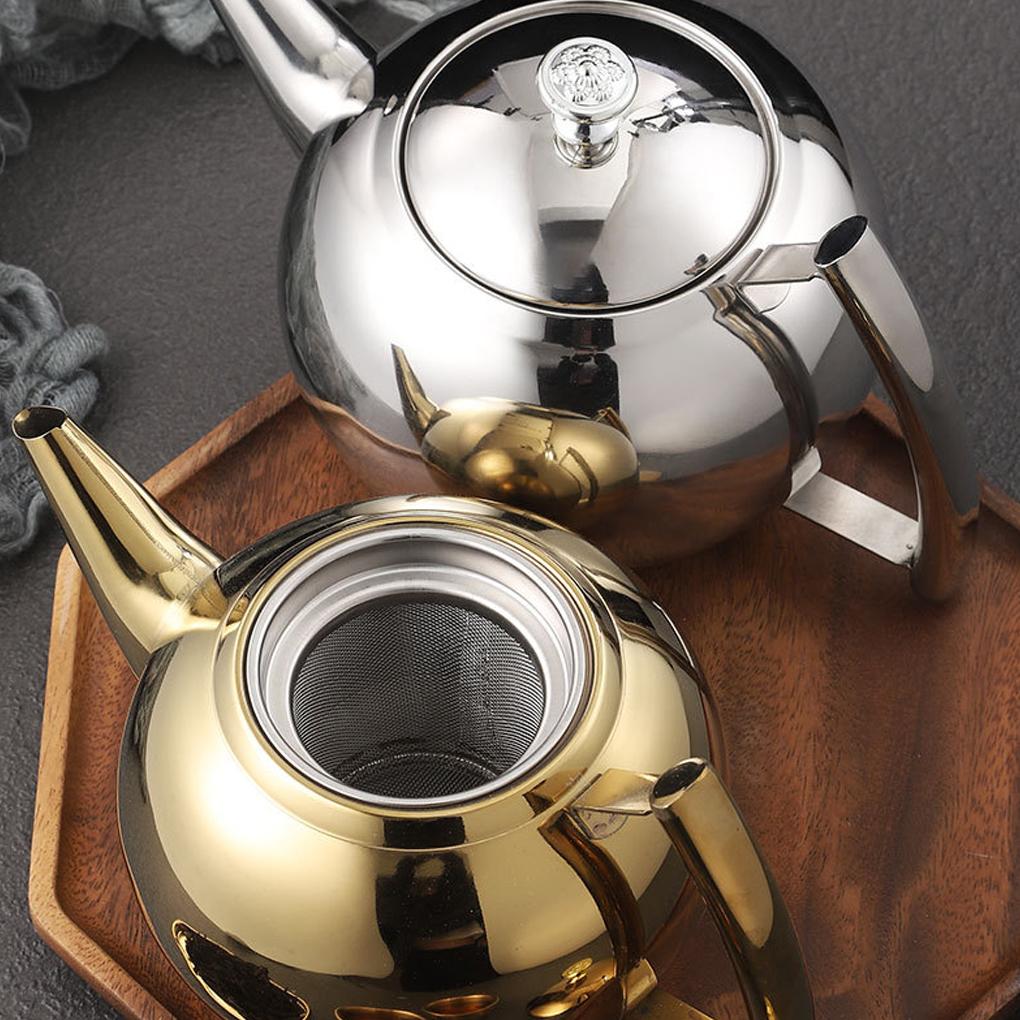 1-2L Teekessel mit Filter Edelstahl Teekanne Kaffeekanne Teeblattfilter Sieb Induktionsherd Teekanne Kessel