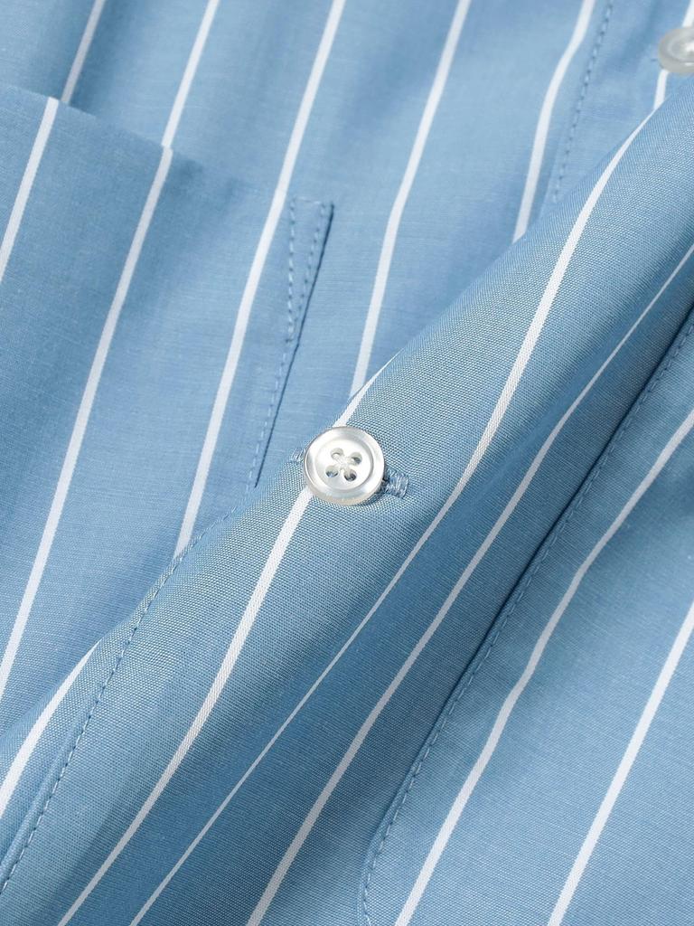 B:MING LIFE STORE by BEAMS Men's S/S Shirt, Moisture-Wicking, Quick-Drying, Striped, Open-Collar, Size S, L