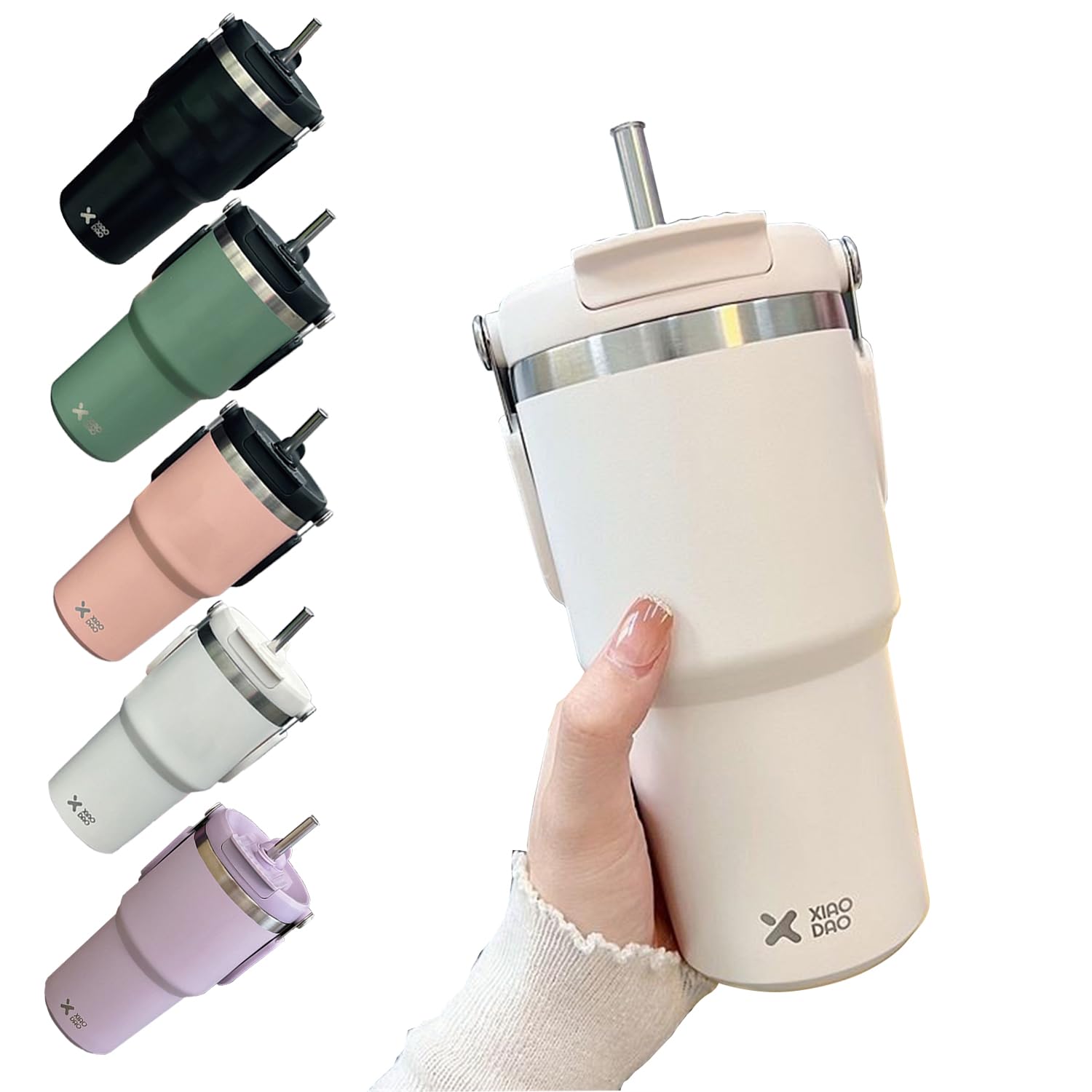 

KONARO Tumbler, 600ml900ml, Large Capacity, with Straw, Lid, Vacuum Insulated, Keeps Hot or Cold, Stainless Steel Bottle, Wide Mouth, Direct