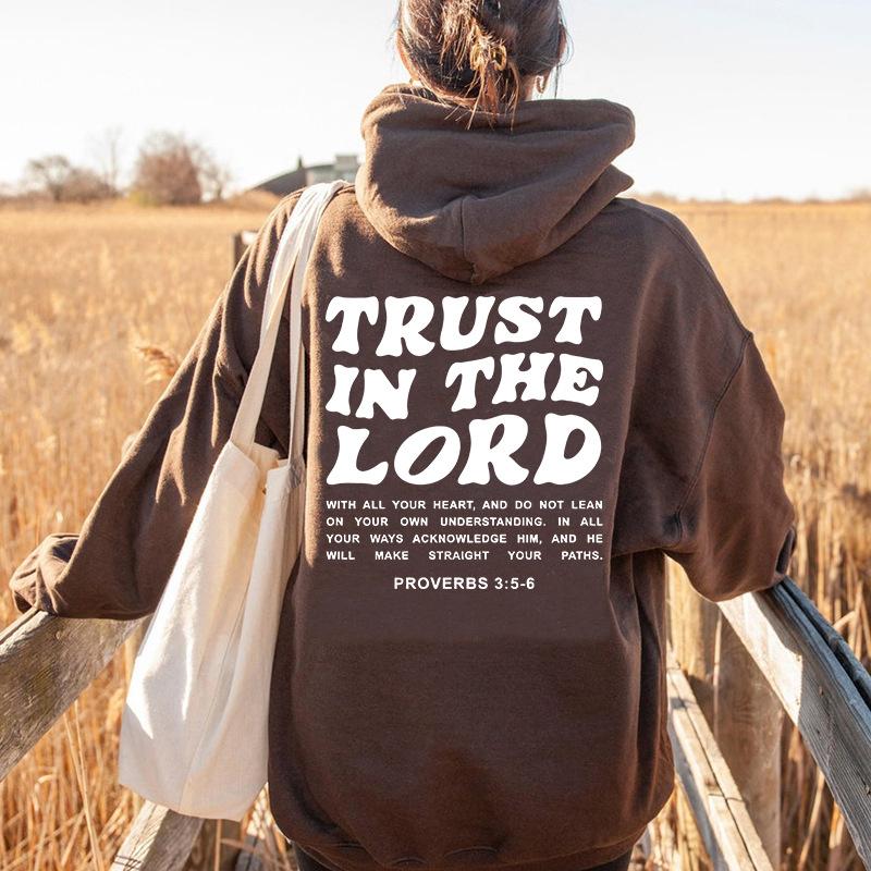 TRUST IN THE LORD Women Amazon Autumn and Winter New Oversized Textured Hooded Pocket Sweatshirt Y2K Sweatshirt