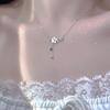 Romantic Cherry Blossom Heart Tassel Necklace with Shell Petals - Sweet Forest Style
