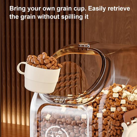 Airtight Grain Storage Box Transparent Pet Food Storage Bin with Timer Function 8L 16L Moisture-Proof Container with Measuring Cup for Grain And Pet